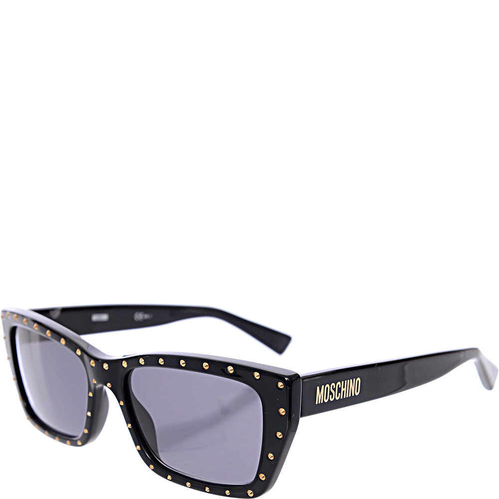 Moschino Womens Rectangle Stud Sunglasses in Black