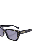 Moschino Womens Rectangle Stud Sunglasses in Black