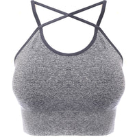 Urban Threads Womens Charcoal Grey Marl Seamless Sports Bralet with Strappy Back