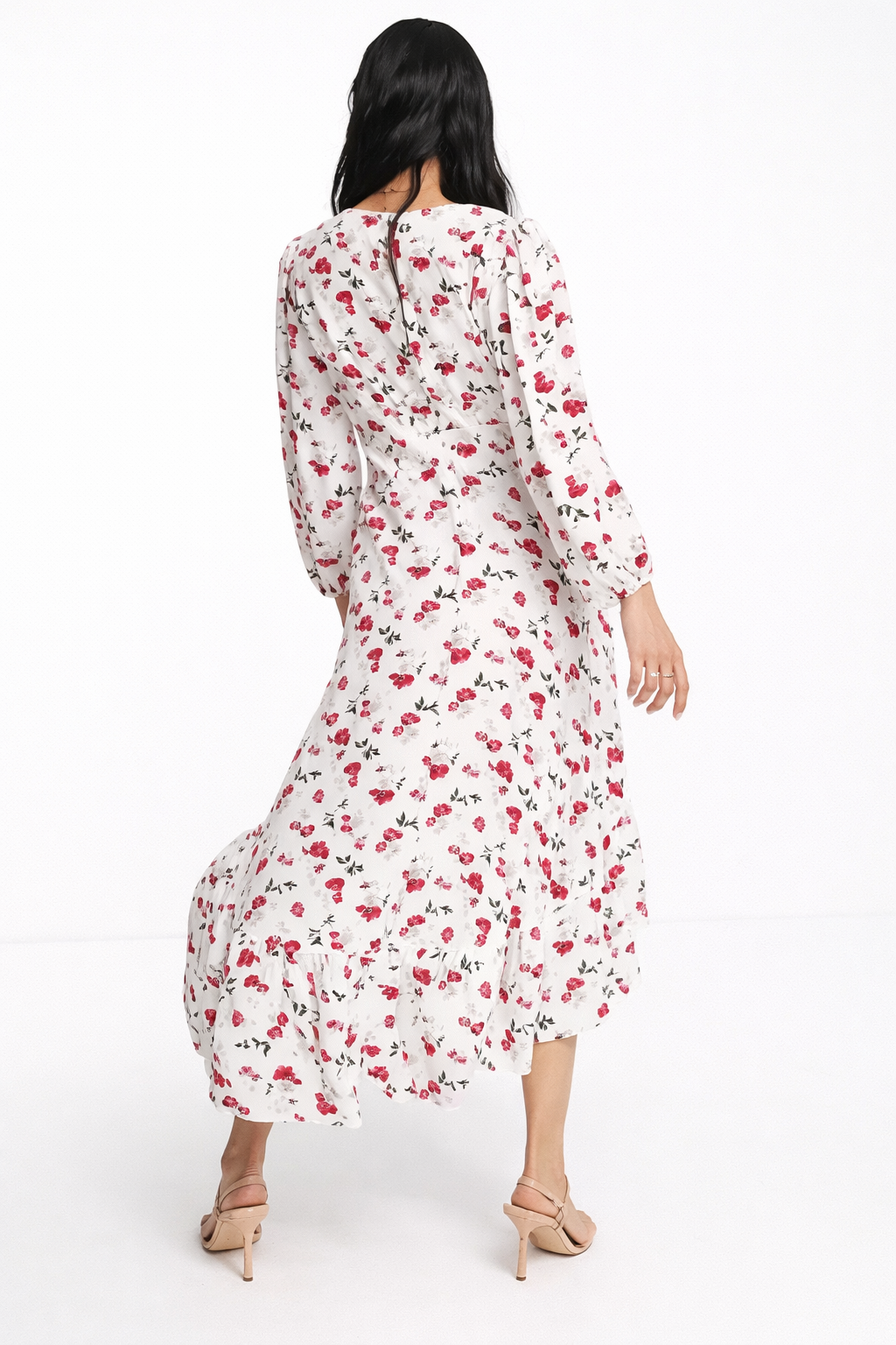 Collective The Label Womens High Low Corset Midaxi Dress in White Rose Floral