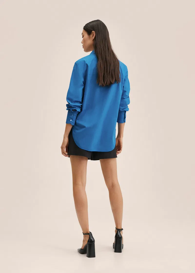Mango Womens Oversized Shirt in Bright Blue