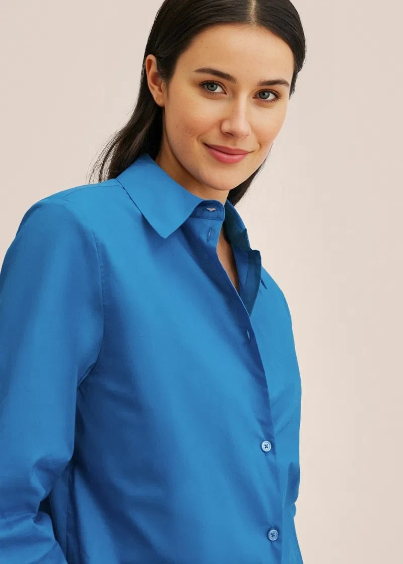 Mango Womens Oversized Shirt in Bright Blue