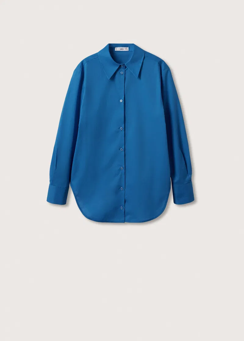 Mango Womens Oversized Shirt in Bright Blue