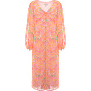 Pretty Lavish Women's Pink & Orange Floral Balloon Sleeve Midaxi Dress