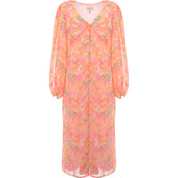 Pretty Lavish Women's Pink & Orange Floral Balloon Sleeve Midaxi Dress