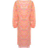 Pretty Lavish Women's Pink & Orange Floral Balloon Sleeve Midaxi Dress