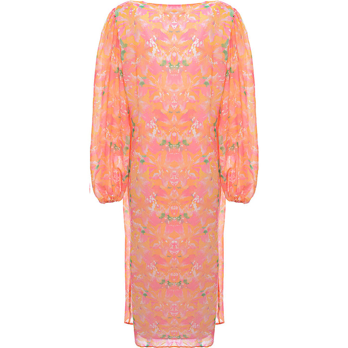 Pretty Lavish Women's Pink & Orange Floral Balloon Sleeve Midaxi Dress