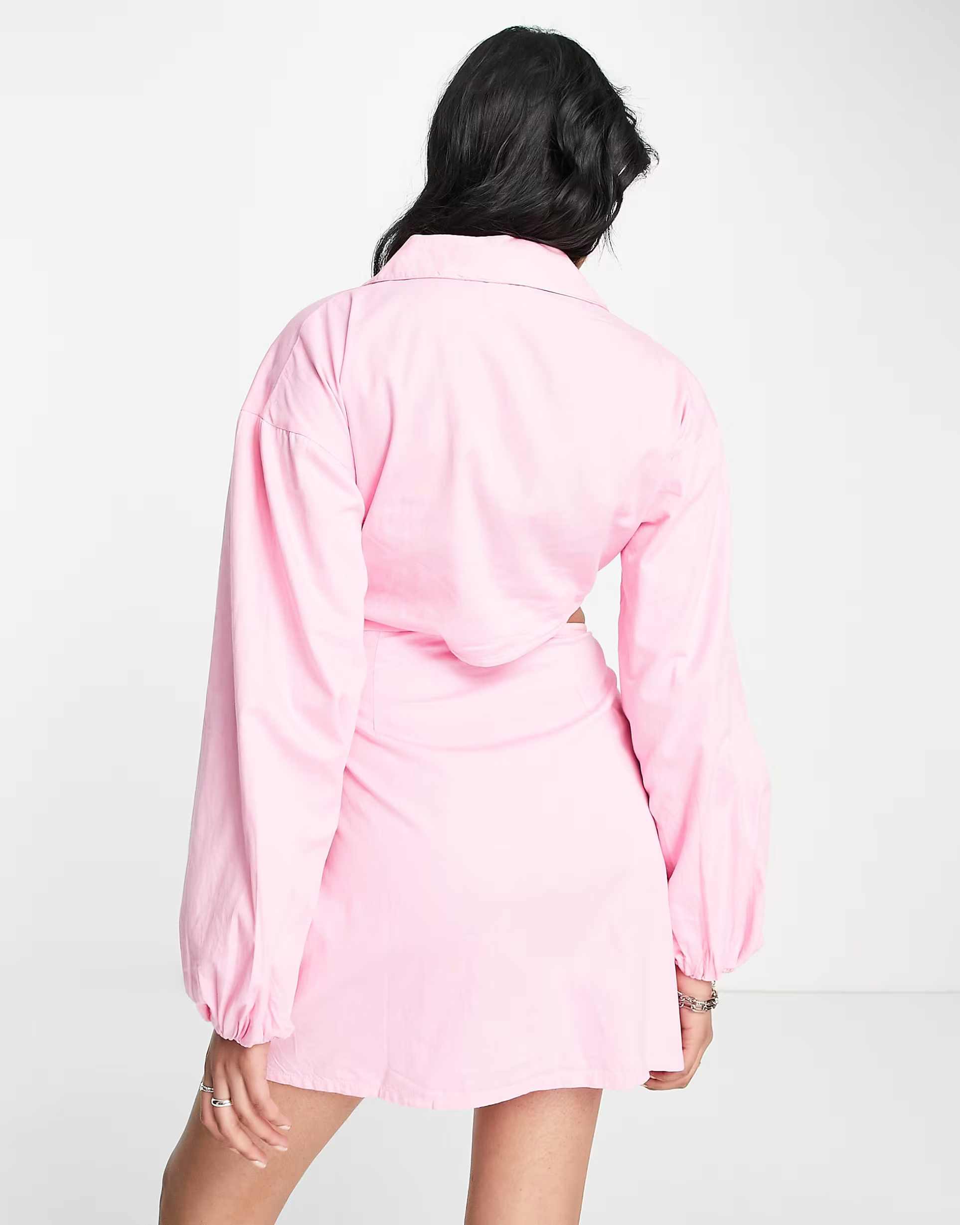 Pretty Lavish Womens Cut Out Wrap Shirt Mini Dress in Pink