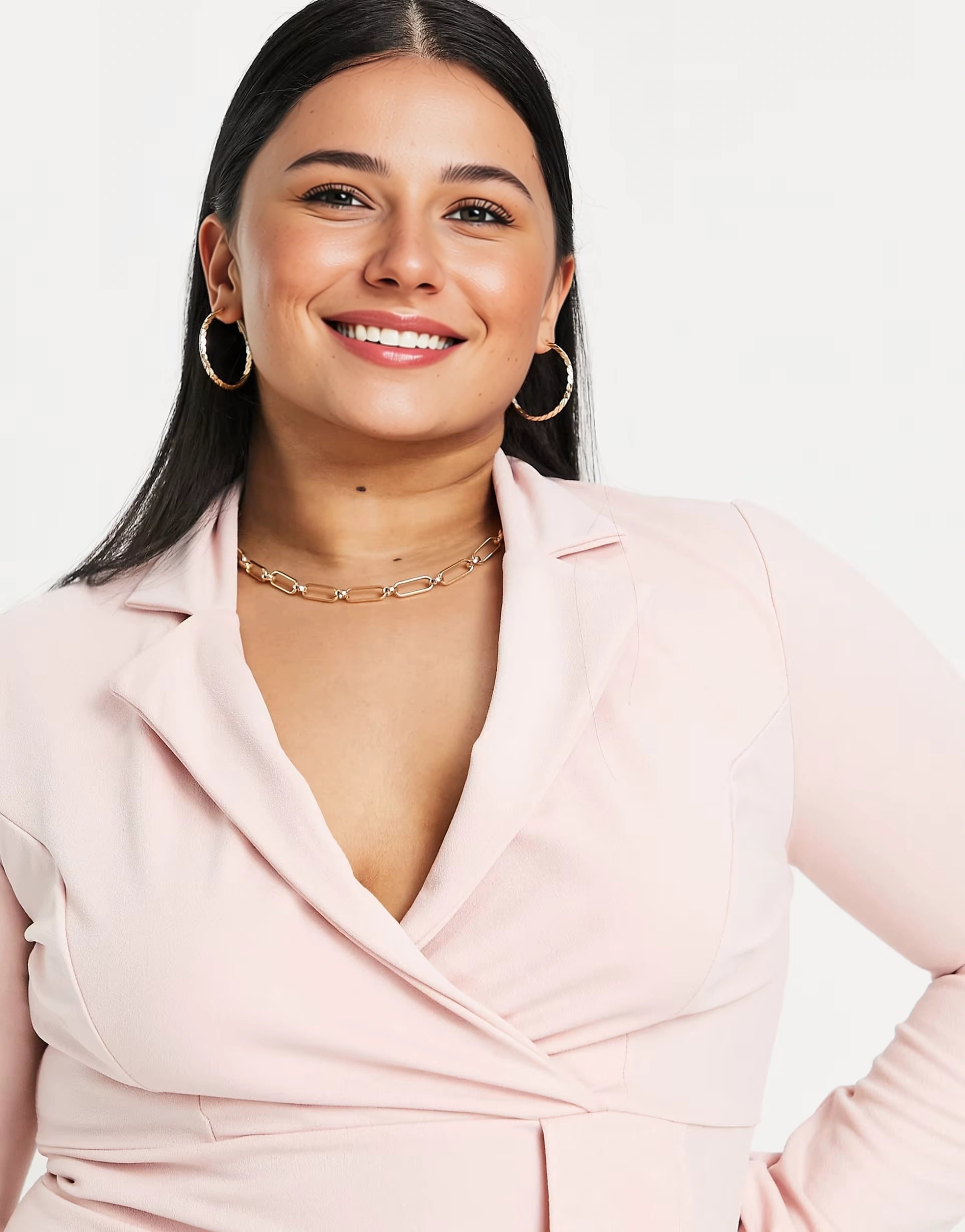 In The Style Plus Womens Blazer Dress With Sash Detail In Pink