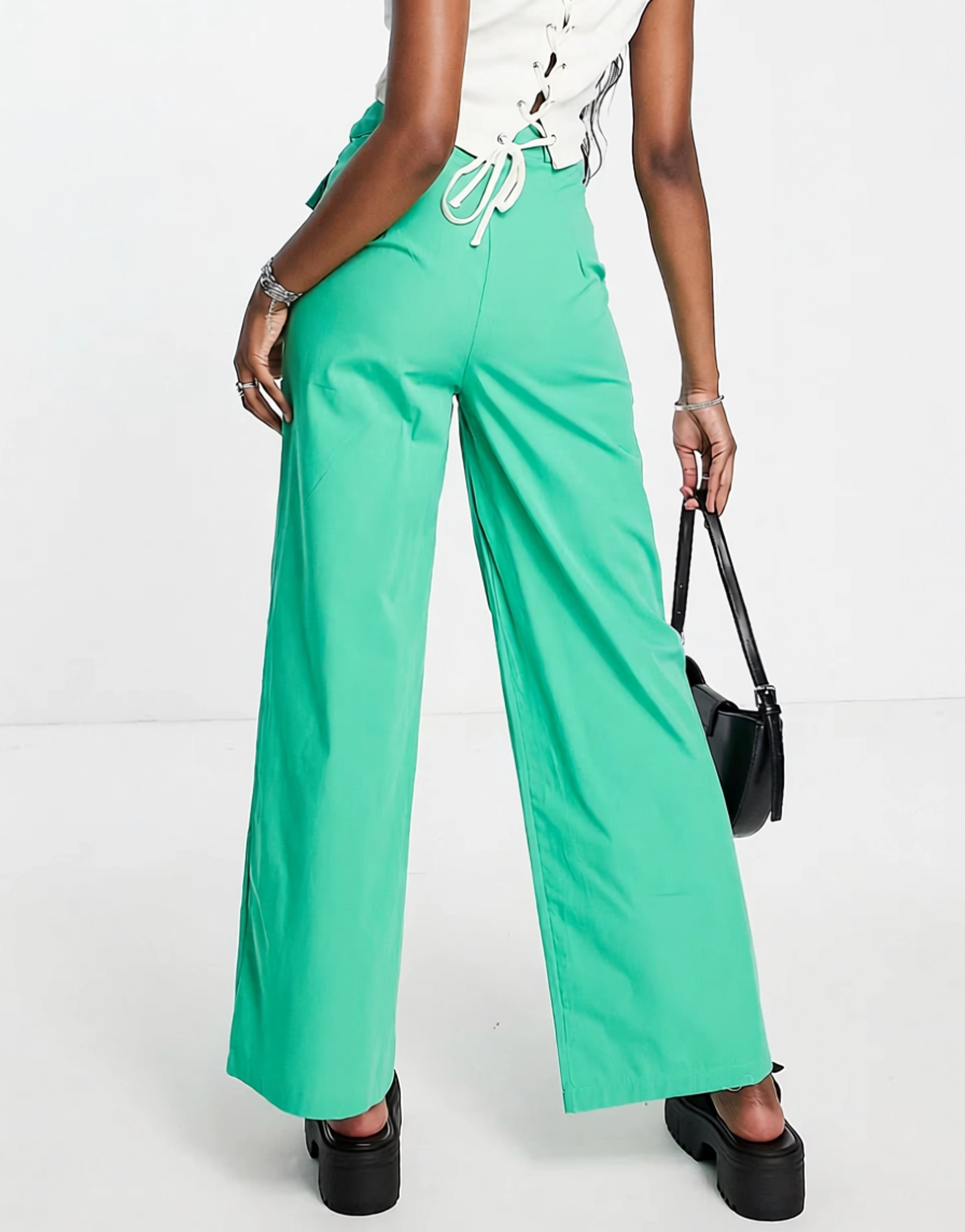 Womens Fashionkilla Wide Leg Utility Cargo Trouser Co-Ord In Green