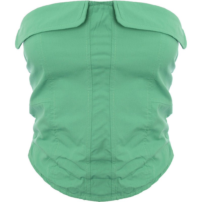 Fashionkilla Womens Green Utility Corset Top Co-Ord