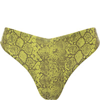 Weekday Women's Green Snake Print Polyester V Cut Bikini Briefs