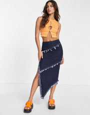 The Ragged Priest Womens High Neck Crop Top With Cut Out Front In Multi