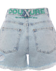 The Couture Club Womens Denim Logo Shorts