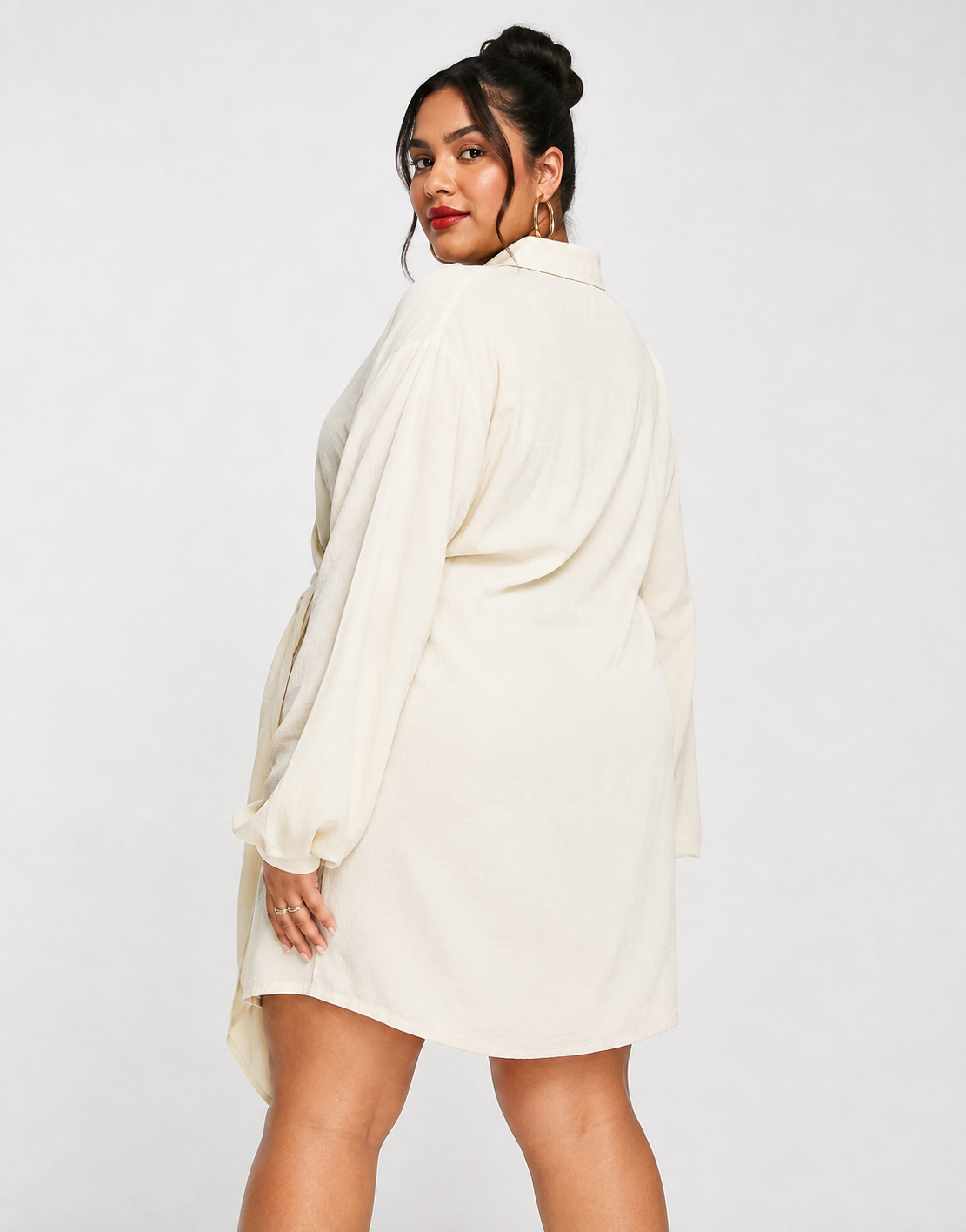Pretty Lavish Curve Womens Collared Wrap Mini Dress in Sand