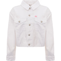 Calvin Klein Womens Pride Cropped Oversized Denim Jacket in White