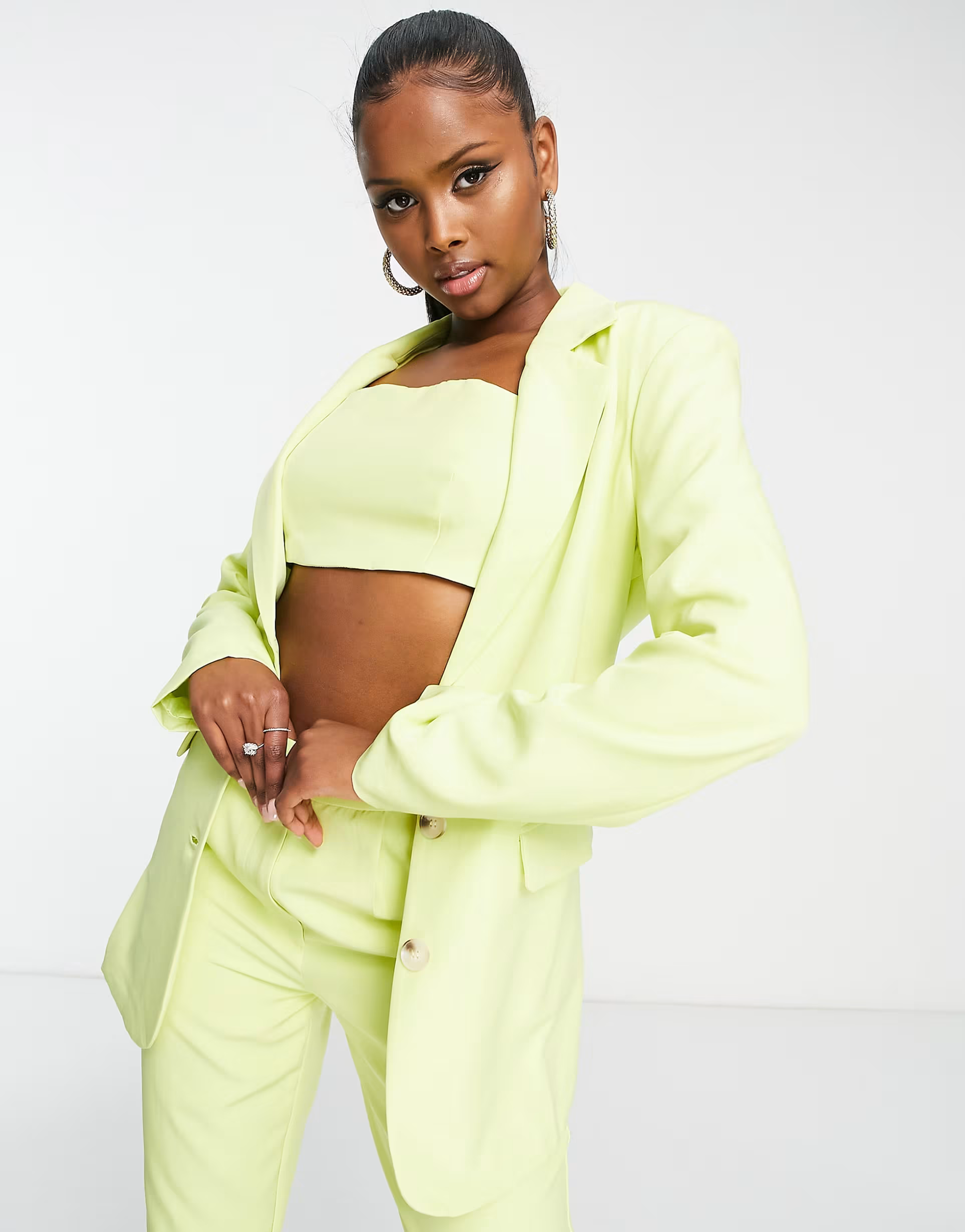 Aria Cove Womens Tailored Blazer Co-Ord In Lemon