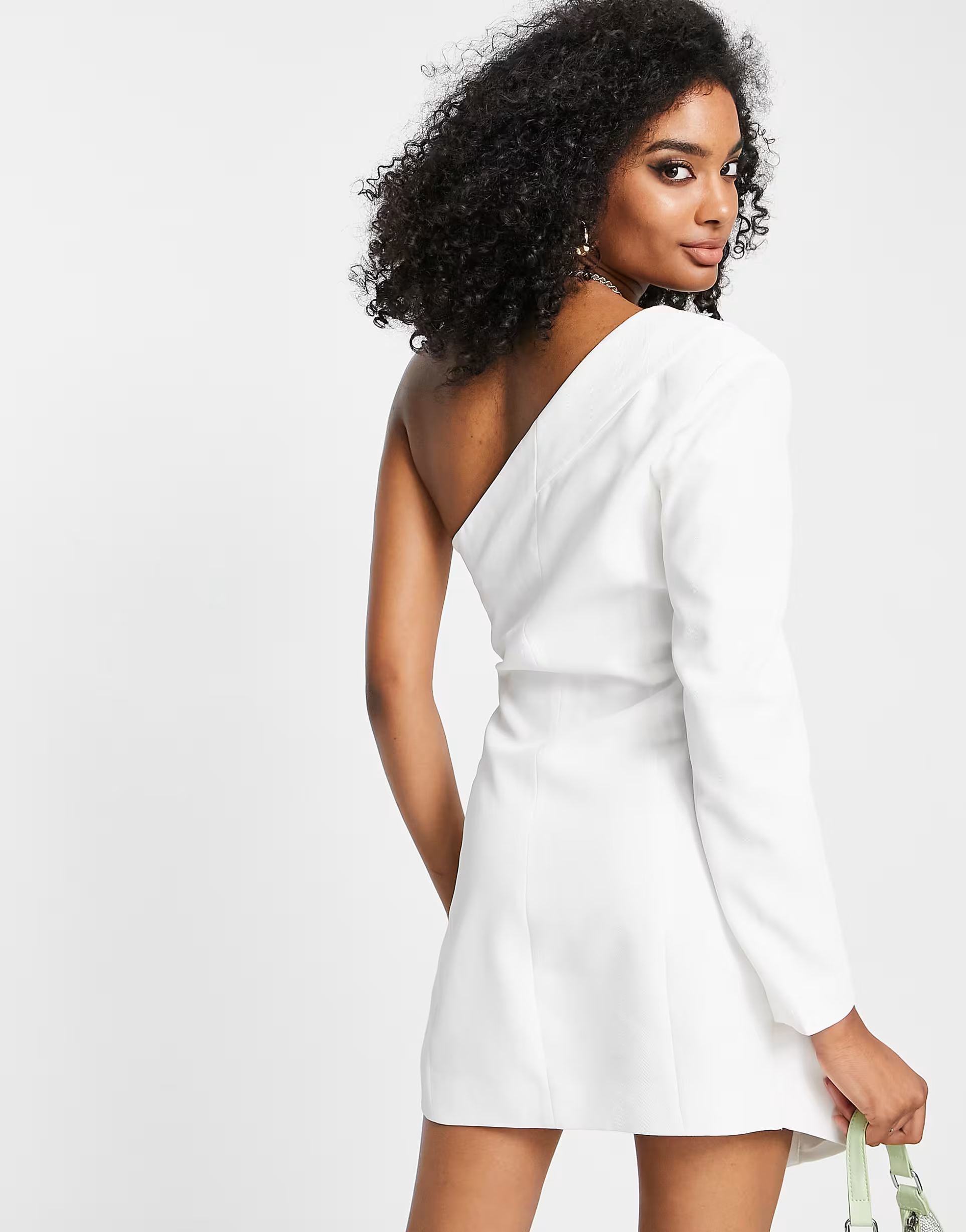 Aria Cove Womens Bandeau One Shoulder Tux Mini Dress In White