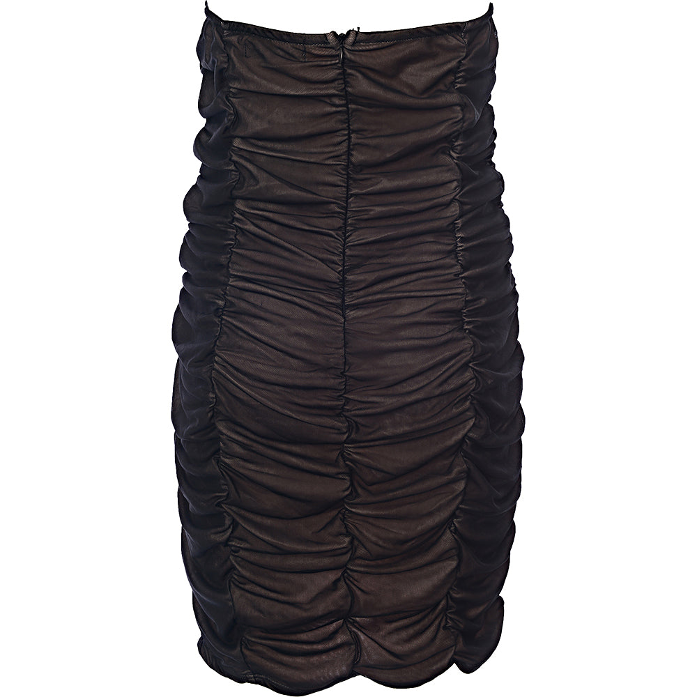 Rare London Women's Black Mesh Mini Dress with Gloves