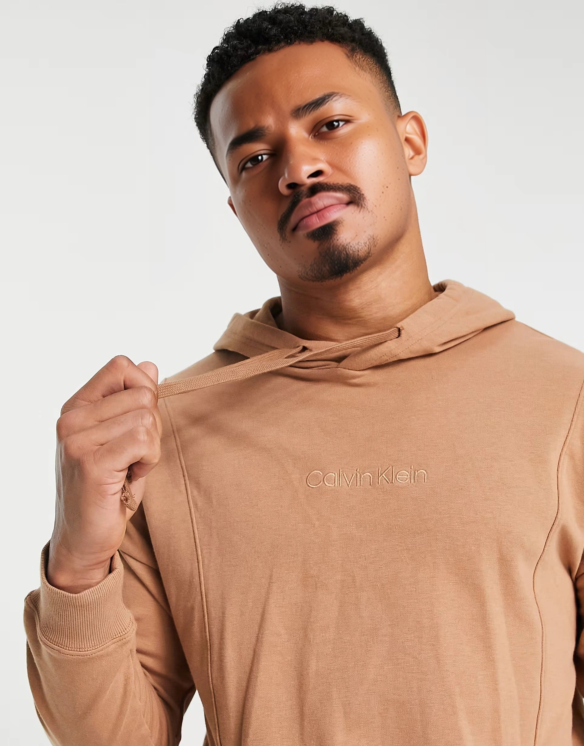 Calvin Klein Co-Ord Tonal Logo Lounge Hoodie in Camel