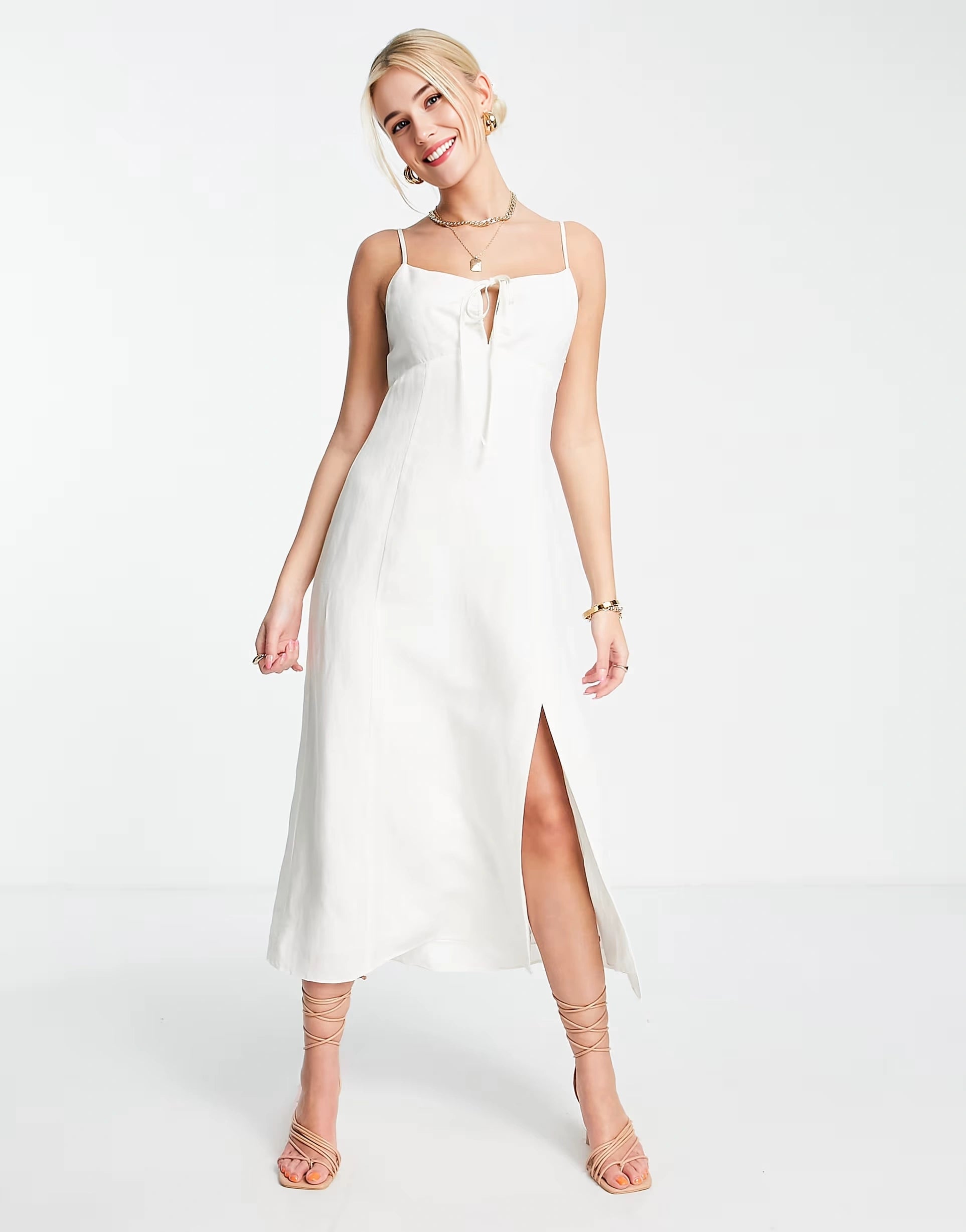 Forever New Womens Strappy Midi Dress In White