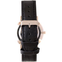 Christin Lars Mens Black and Silver Mock Croc Strap Watch