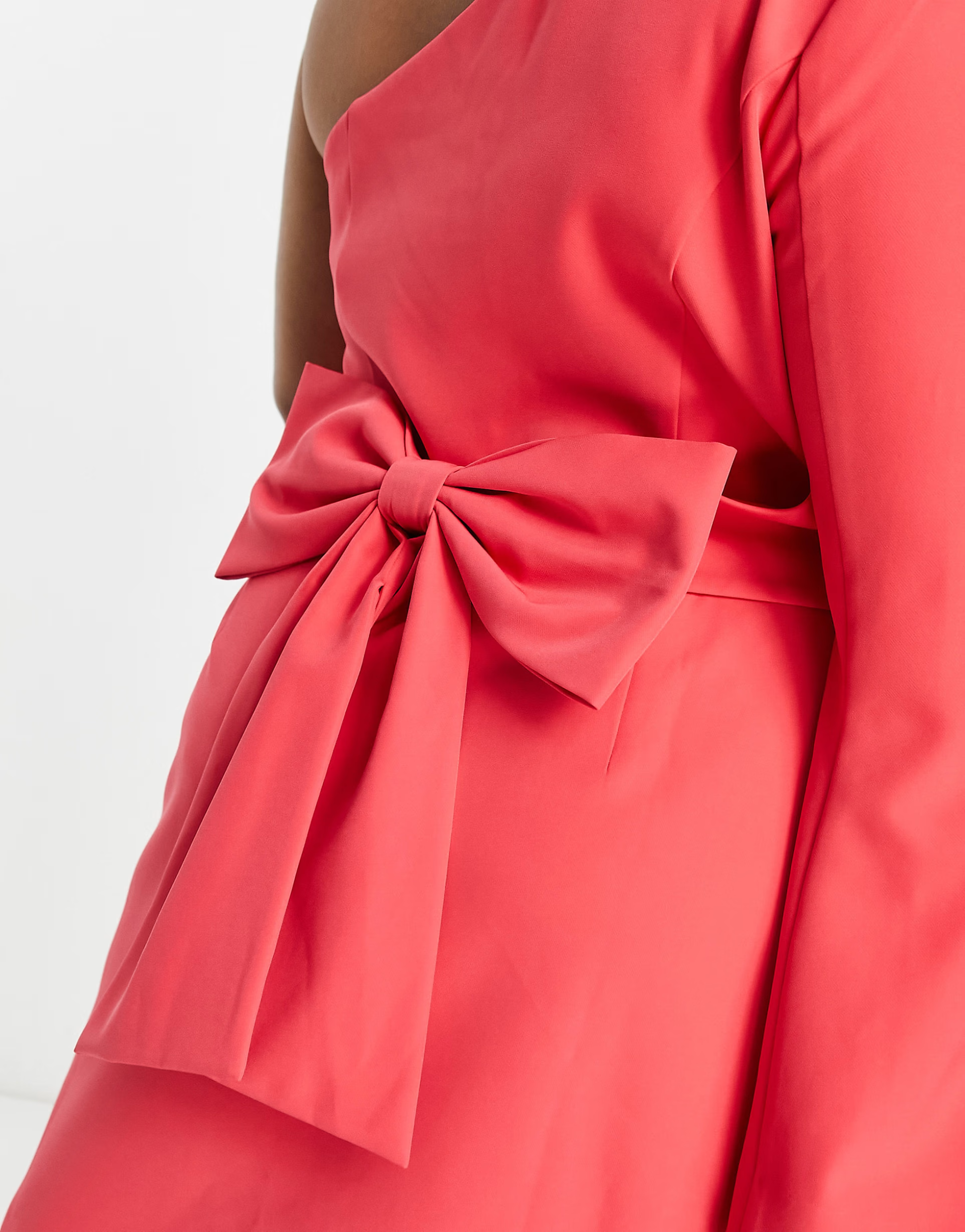 Forever New Womens Curve One Shoulder Bow Back Mini Dress In Red