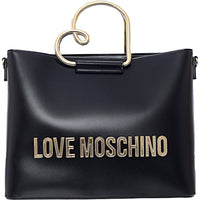 Love Moschino Women's Black Heart Shaped Handle Tote Bag