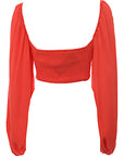 Trendyol Women's Red Square Neck Crop Top with Balloon Sleeves