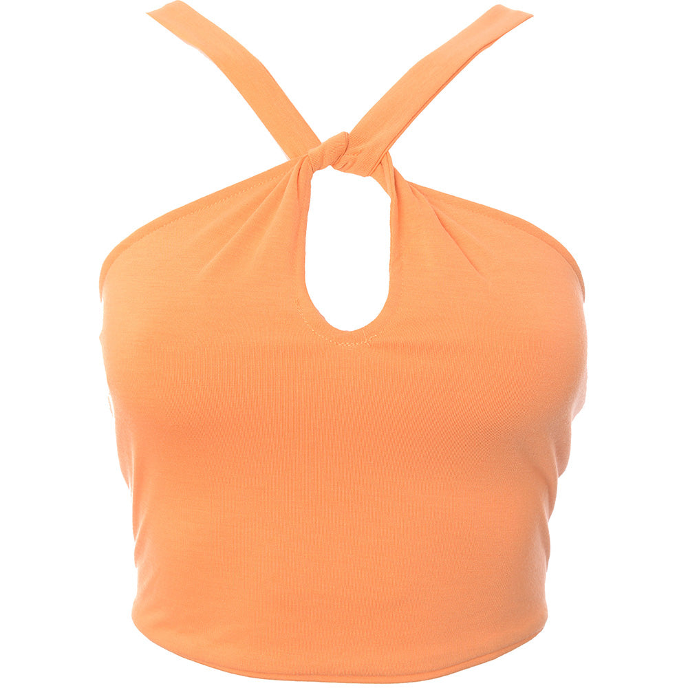 Fire &amp; Glory Womens Orange Twist Front Keyhole Crop Top