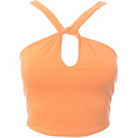 Fire & Glory Womens Orange Twist Front Keyhole Crop Top