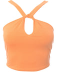 Fire & Glory Womens Orange Twist Front Keyhole Crop Top