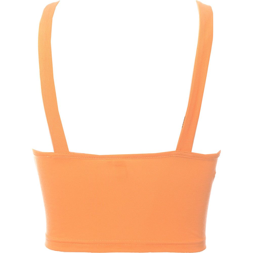 Fire &amp; Glory Womens Orange Twist Front Keyhole Crop Top