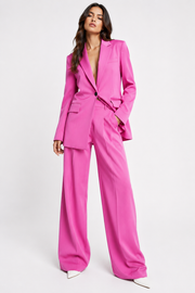 KYO Womens The Brand Oversized Wide Leg Tailored Trouser in Pink Pinstripe