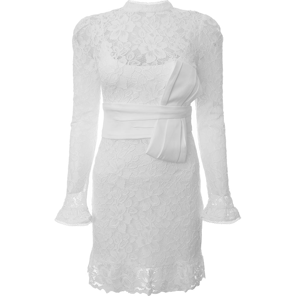 Forever New Women's Ivory Bridal Lace Mini Dress with Satin Bow Waist