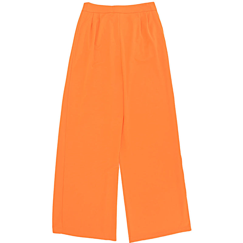 Extro & Vert Womens Button-Up Super Wide Leg Trousers in Orange