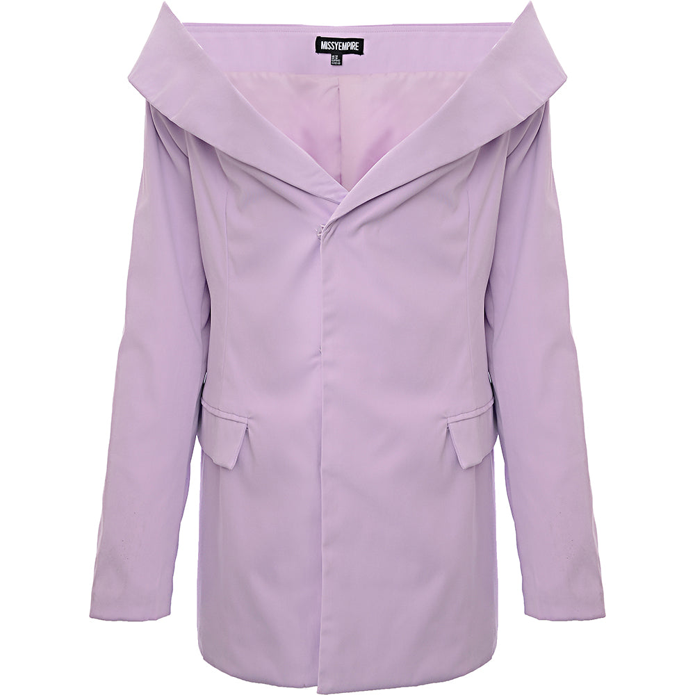 Missyempire Women's Lilac Off-The-Shoulder Tailored Blazer