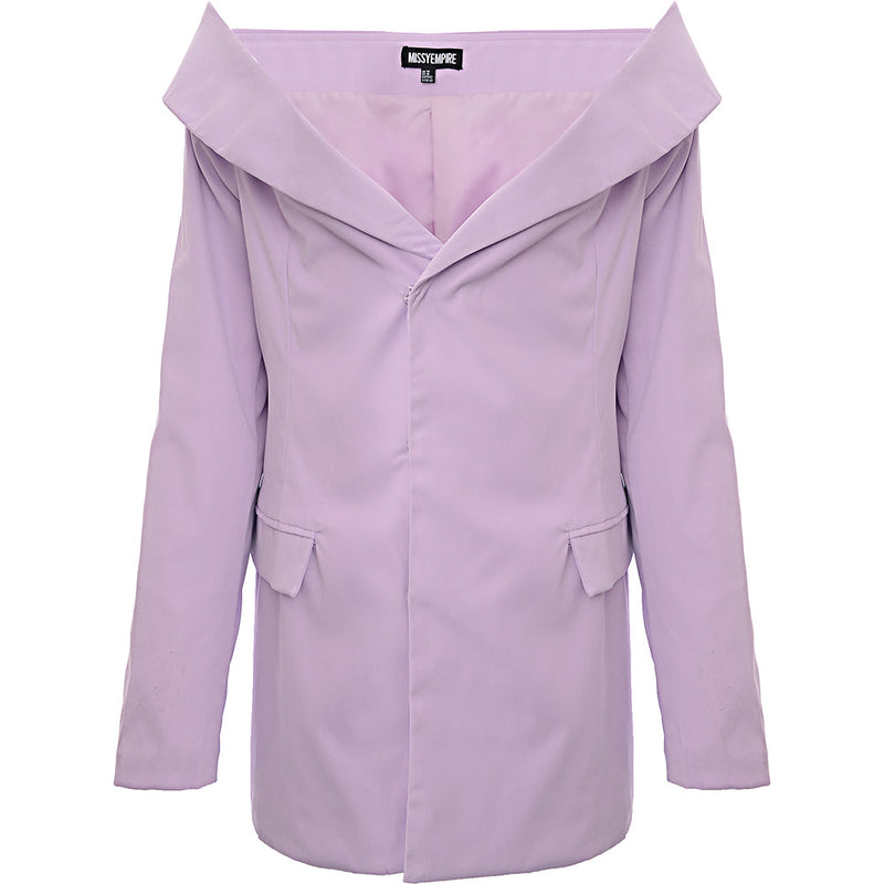 Missyempire Women's Lilac Off-The-Shoulder Tailored Blazer