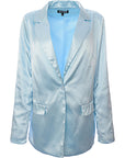 Missyempire Women's Blue Satin Oversized Blazer