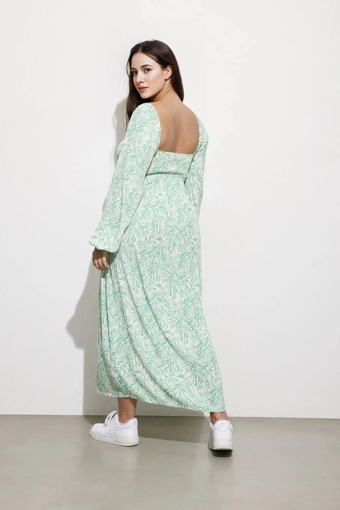 Envii Womens Maxi Milkmaid Dress in Green Zebra In Green