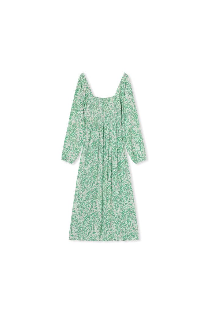 Envii Womens Maxi Milkmaid Dress in Green Zebra In Green