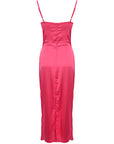 Femme Luxe Women's Pink Strappy Satin Dress with Underbust Detail