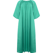 Edited Women's Green Cotton Balloon Sleeve Midi Dress