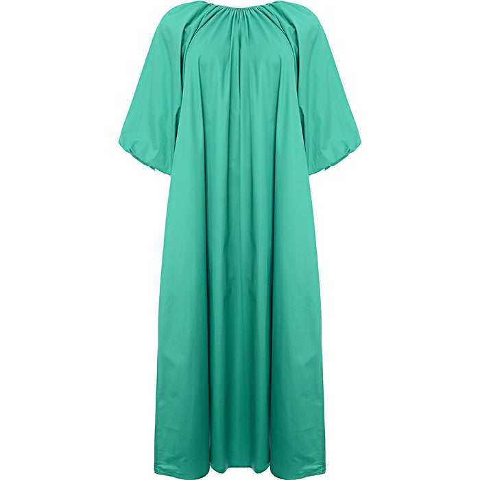 Edited Women's Green Cotton Balloon Sleeve Midi Dress