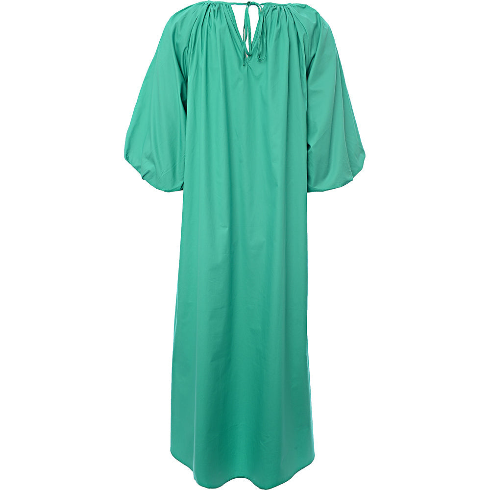 Edited Women's Green Cotton Balloon Sleeve Midi Dress