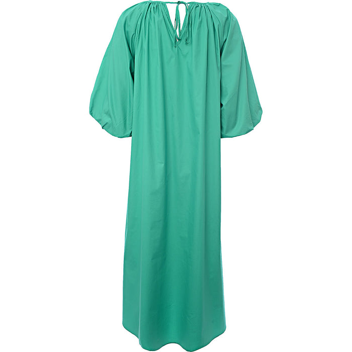 Edited Women's Green Cotton Balloon Sleeve Midi Dress