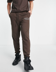 Good For Nothing Mens Co-Ord Relaxed Jersey Joggers in Brown With Emblem Chest And Back Print