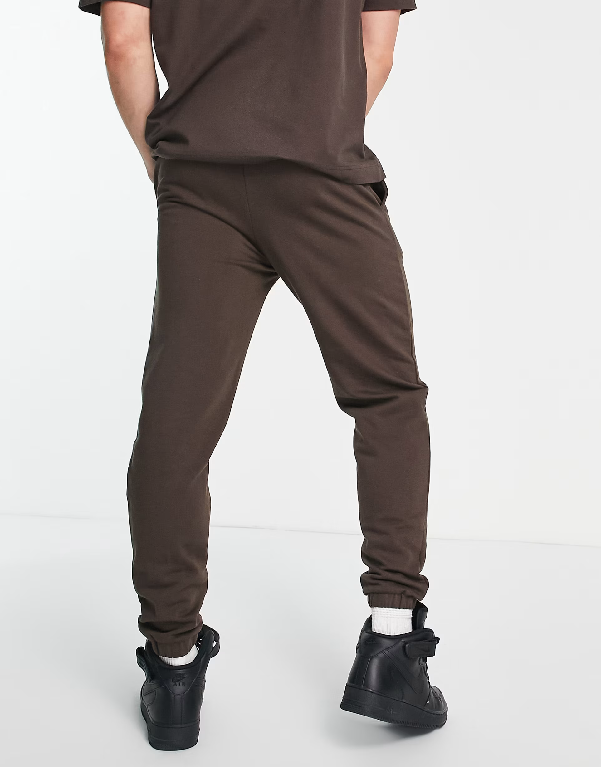 Good For Nothing Mens Co-Ord Relaxed Jersey Joggers in Brown With Emblem Chest And Back Print
