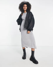 French Connection Womens Racer Style Jersey Midi Dress In Grey