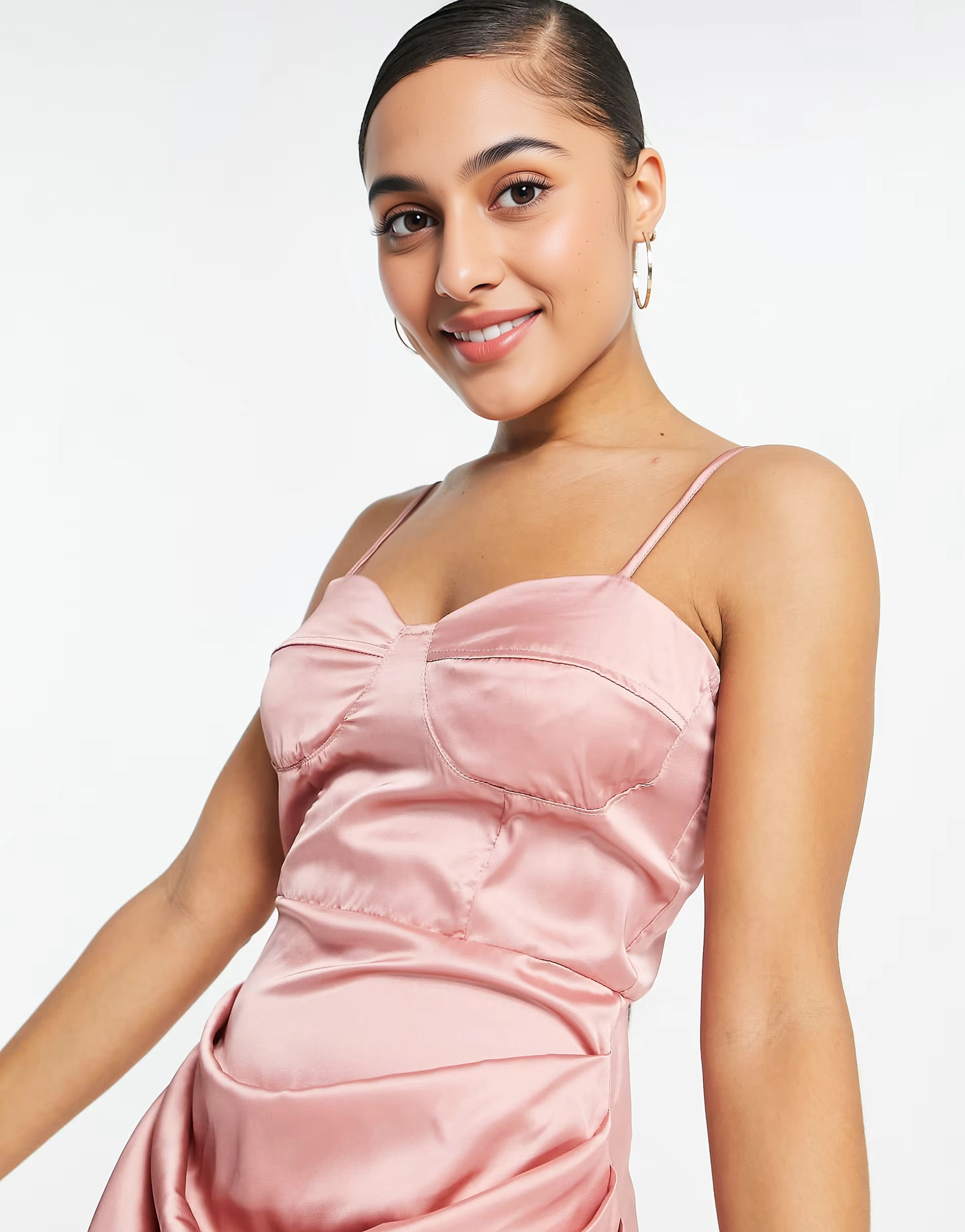 I Saw It First Womens Bustier Satin Midi Dress In Pink